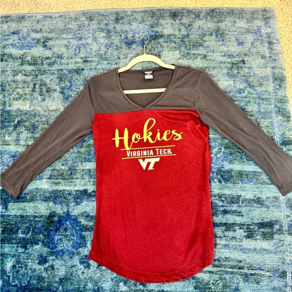 Virginia Tech Hokies Women’s Long Sleeve V-Neck Shirt Small Maroon Gray NCAA VT - Picture 3 of 9